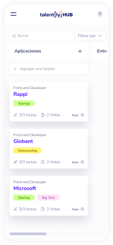 Pagina web de Talently versión mobile